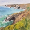 View from the coast path. Acrylic on 6" x 6" box canvas 