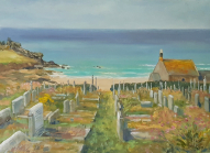 St Ives burial ground. Oil on board. Unframed. 