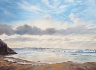 Chapel Porth beach. Oil painting on canvas board 16" x 12" Unframed.