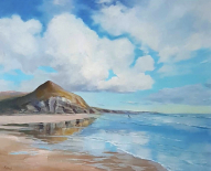 Chapel Porth beach. Acrylic painting on canvas board 16" x 20" Unframed