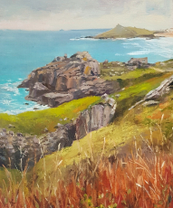 St. Ives view to the Island. Oil painting on canvas board. 