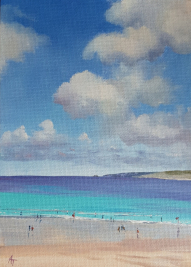 View to Godrevy. Oil on canvas board 5" x 7"